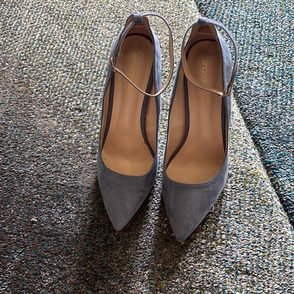 Light blue wrap around strap heels